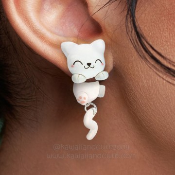 White Cat Clinging Ears