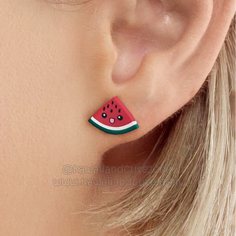Watermelon triangle earring 01