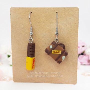 Chocolate and Suitcase earrings 02