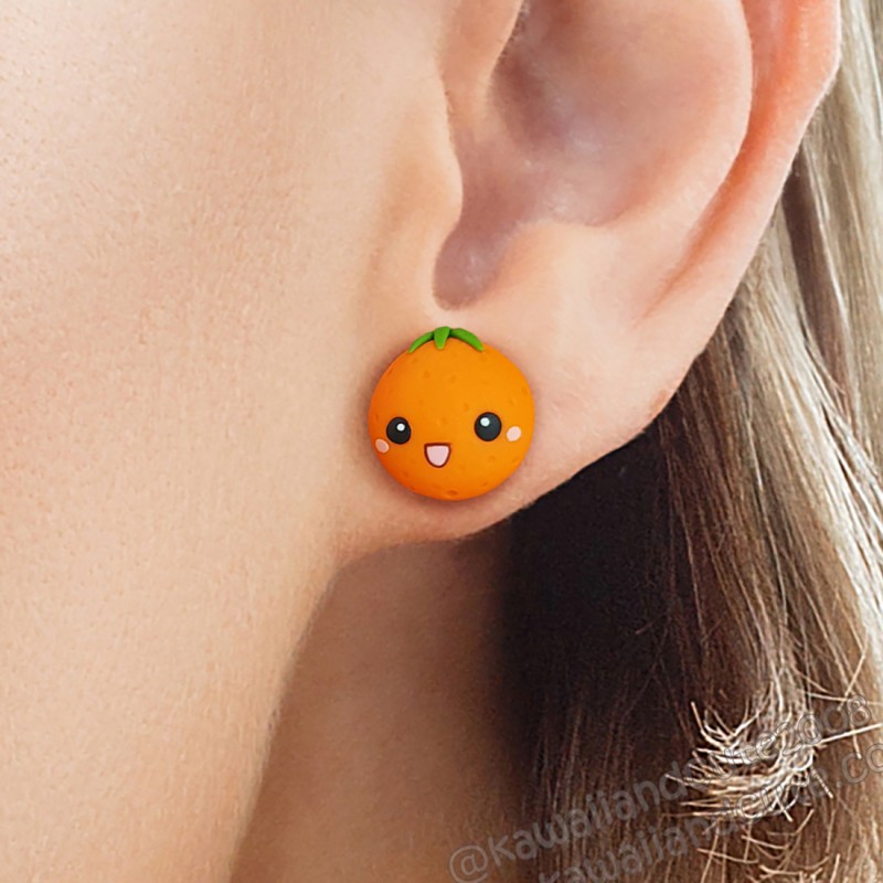 Orange stud earrings 01