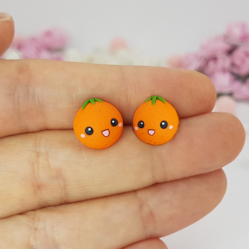 Orange stud earrings 02