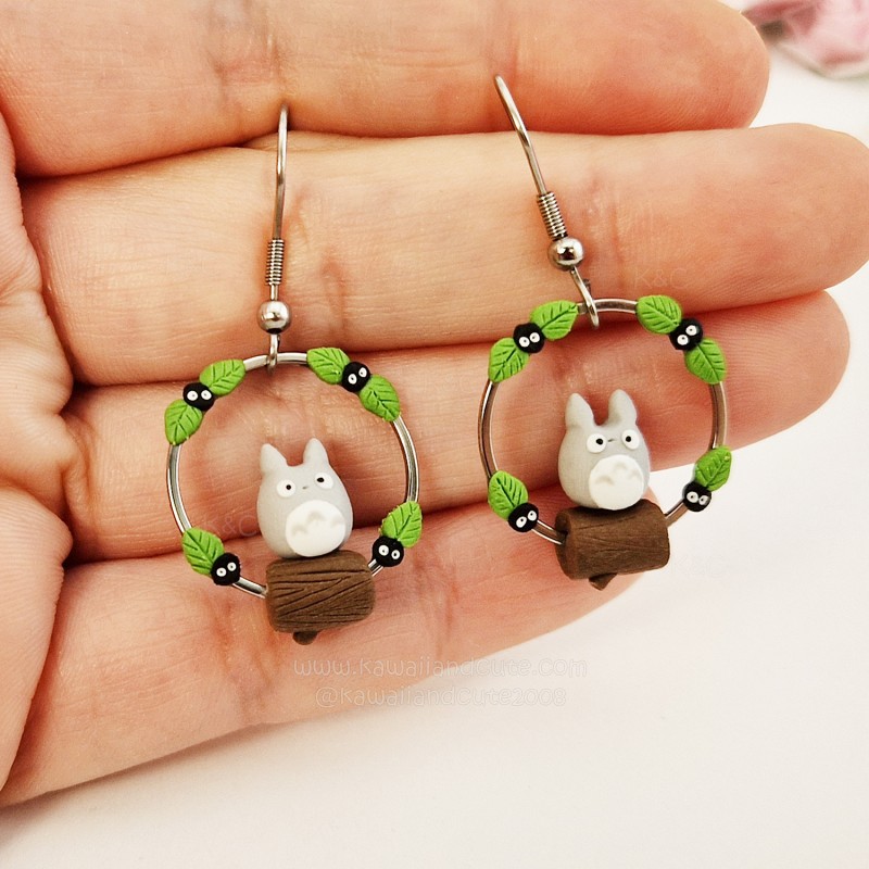 Grey Totoro Hoop earrings 02