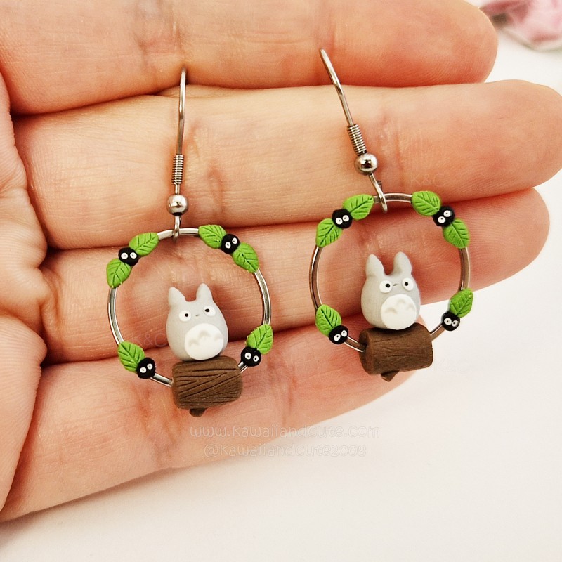 Pendientes Totoro Gris Aro 02 Pendientes Totoro Gris Aro 02