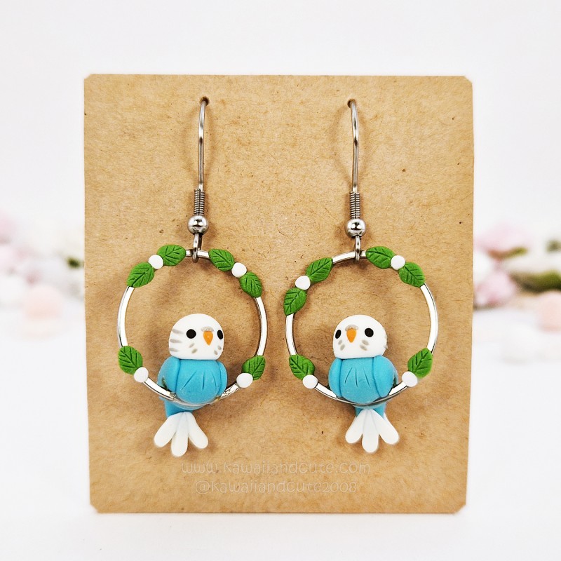 Blue Parakeet Hoop earrings 03