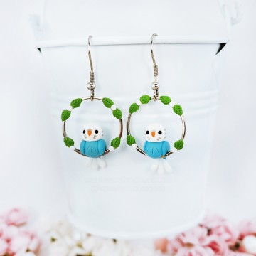 Blue Parakeet Hoop earrings 01