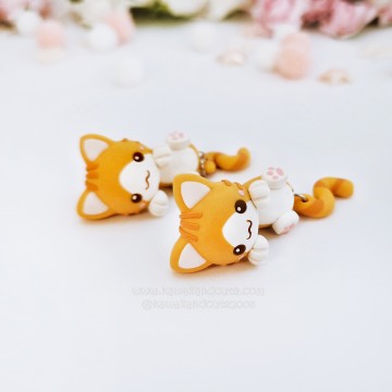 Gato Naranja kawaii pendientes 03