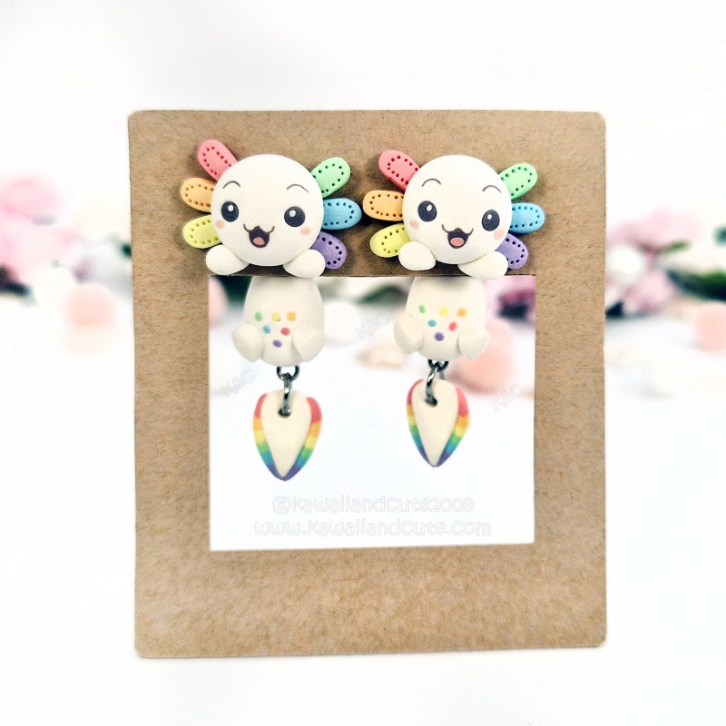 Rainbow Bright Axolotl earrings 06