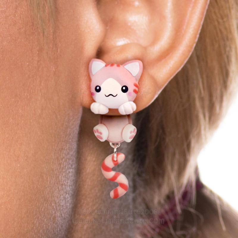 Pendientes de gato rosa o celeste 01 Pendientes de gato rosa o celeste 01