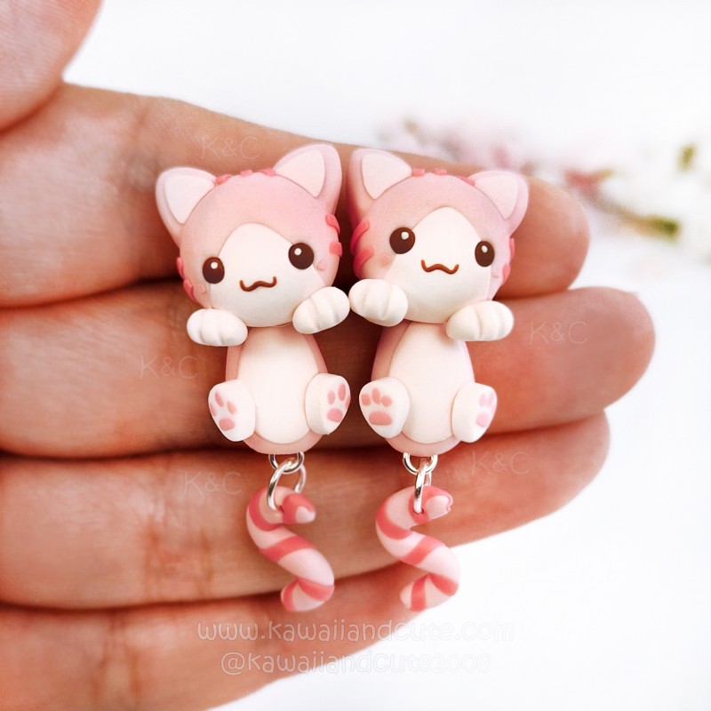 Pendientes de gato rosa o celeste 07 Pendientes de gato rosa o celeste 07