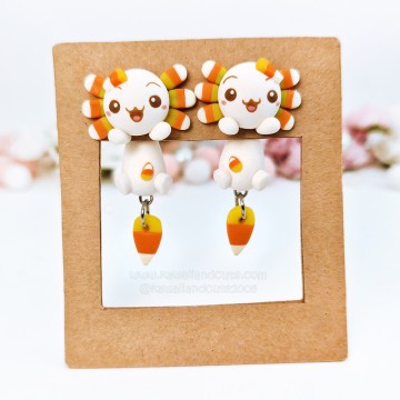 Candy Corn Axolotl Earrings 06