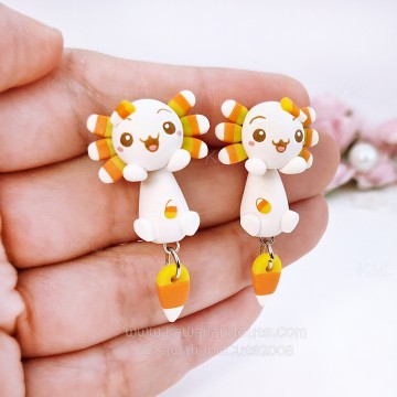 Candy Corn Axolotl Earrings 05