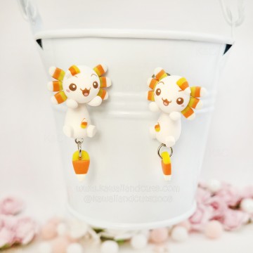 Candy Corn Axolotl Earrings 02